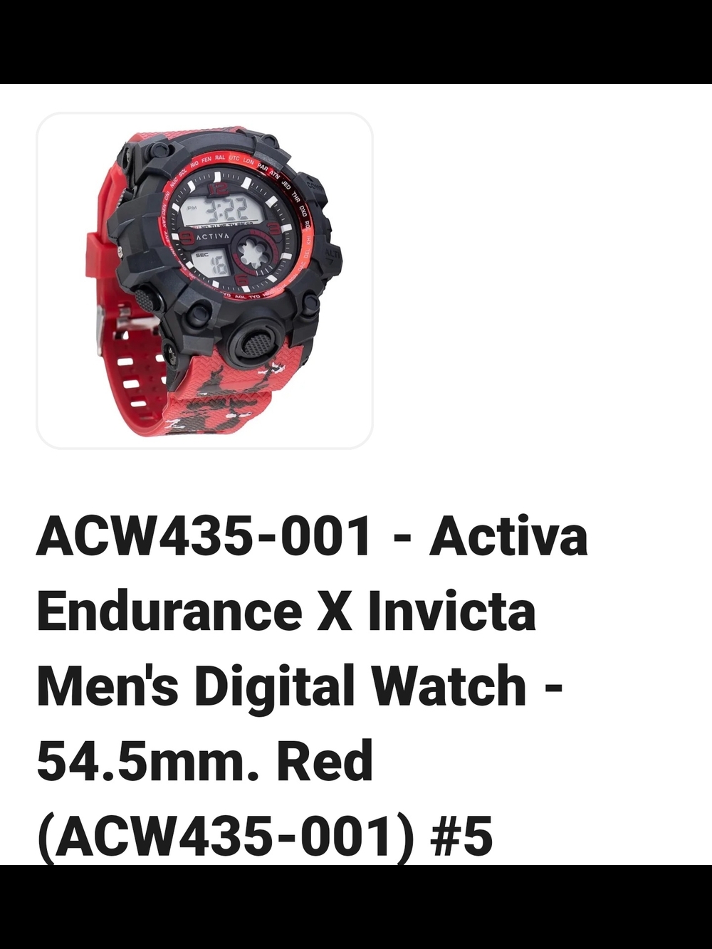 Ativa Red and Black Rugged Digital Sports Watch